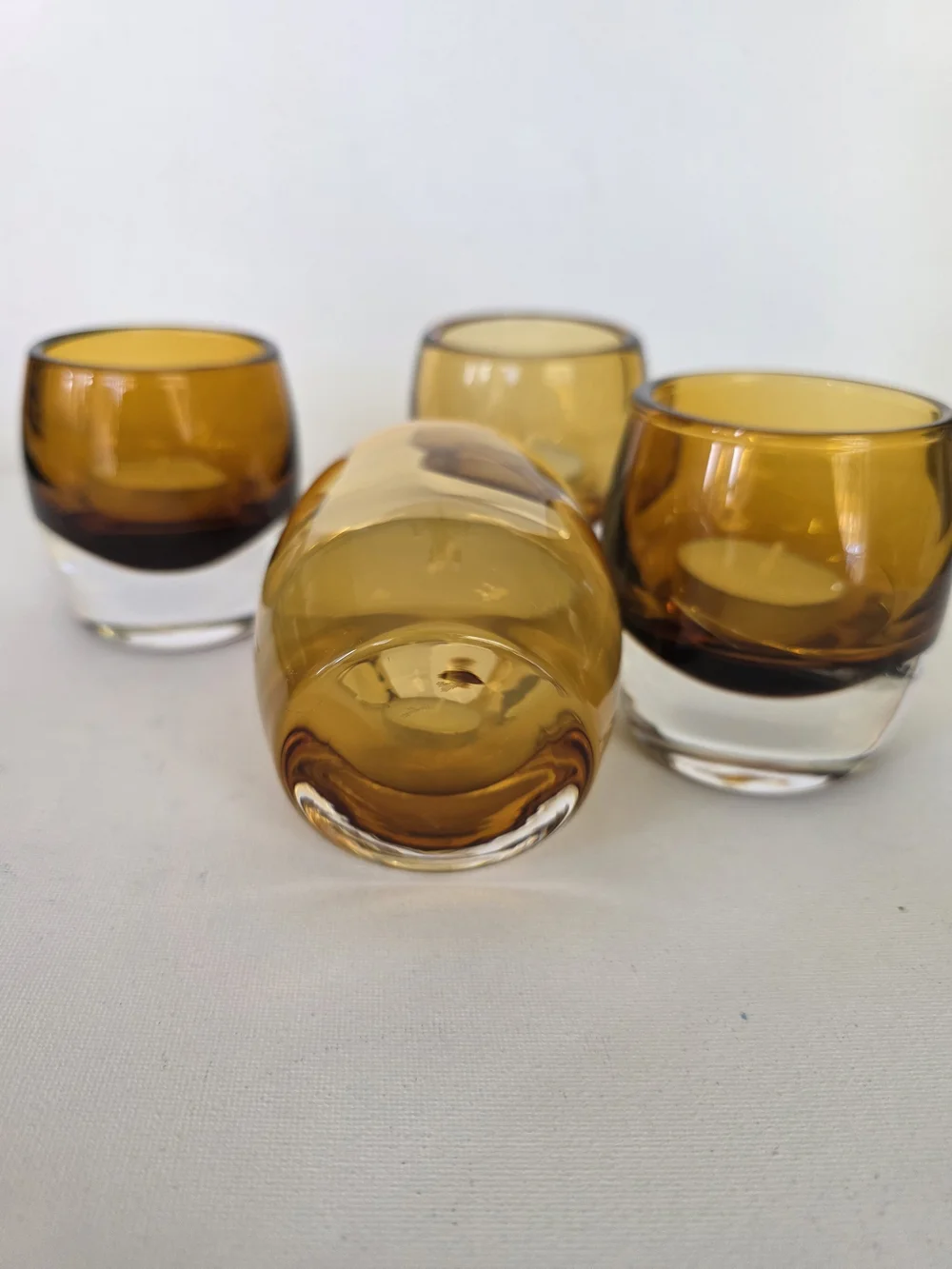 Mikasa Amber and Clear Glass Tealight Holders - Set of 4
